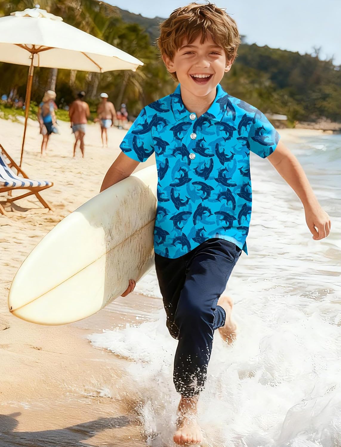 Boys Polo Shirt Hawaiian Golf Polo Shirts Moisture Wicking Quick Dry Fabric Casual Short Sleeve Shirt School Uniform - Image 4