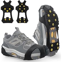 Ice Snow Cleats for Shoes Boots Non Slip Ice Cleats Overshoe for Walking on Snow and Ice Rubber Crampons with 10-Stud Ice Rubber Cleats Slip-on Stretch Footwear