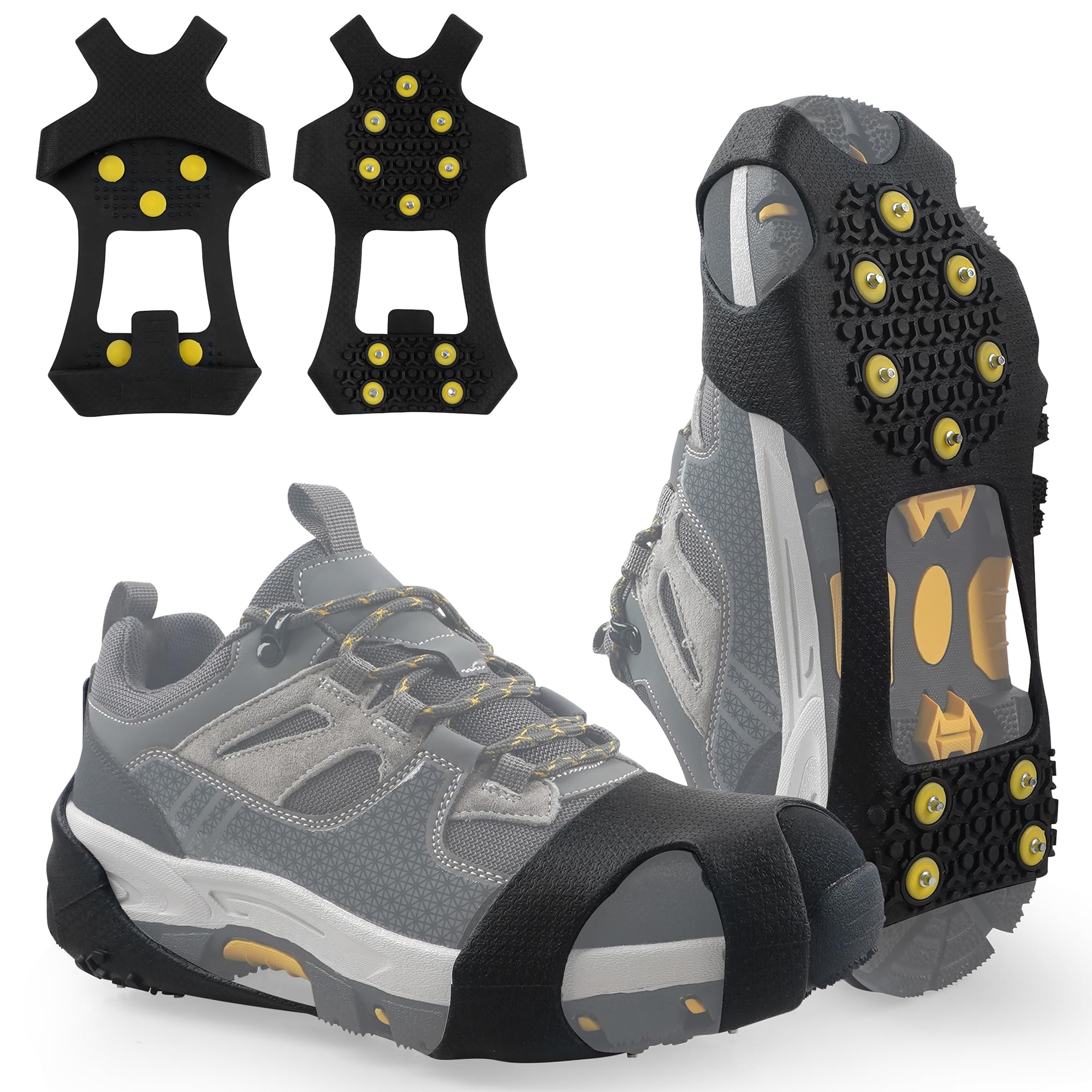 Ice Snow Cleats for Shoes Boots Non Slip Ice Cleats Overshoe for Walking on Snow and Ice Rubber Crampons with 10-Stud Ice Rubber Cleats Slip-on