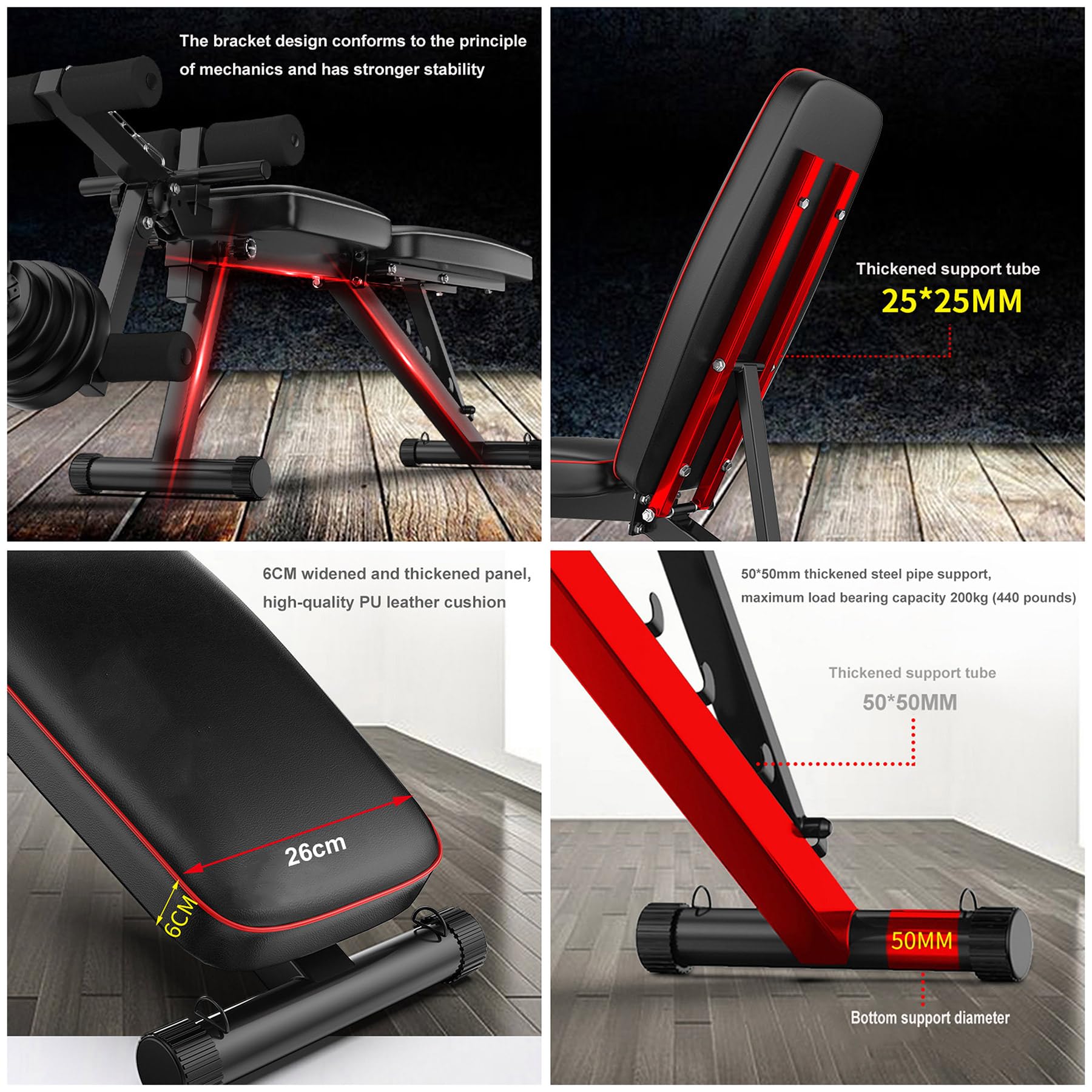 Banco Reclinable Gimnasio, Banco Musculación Multifuncional - Extensión Y Flexión De Piernas, Capacidad De Peso De 440 LB, Máquina para Perder Peso De Cuerpo Completo