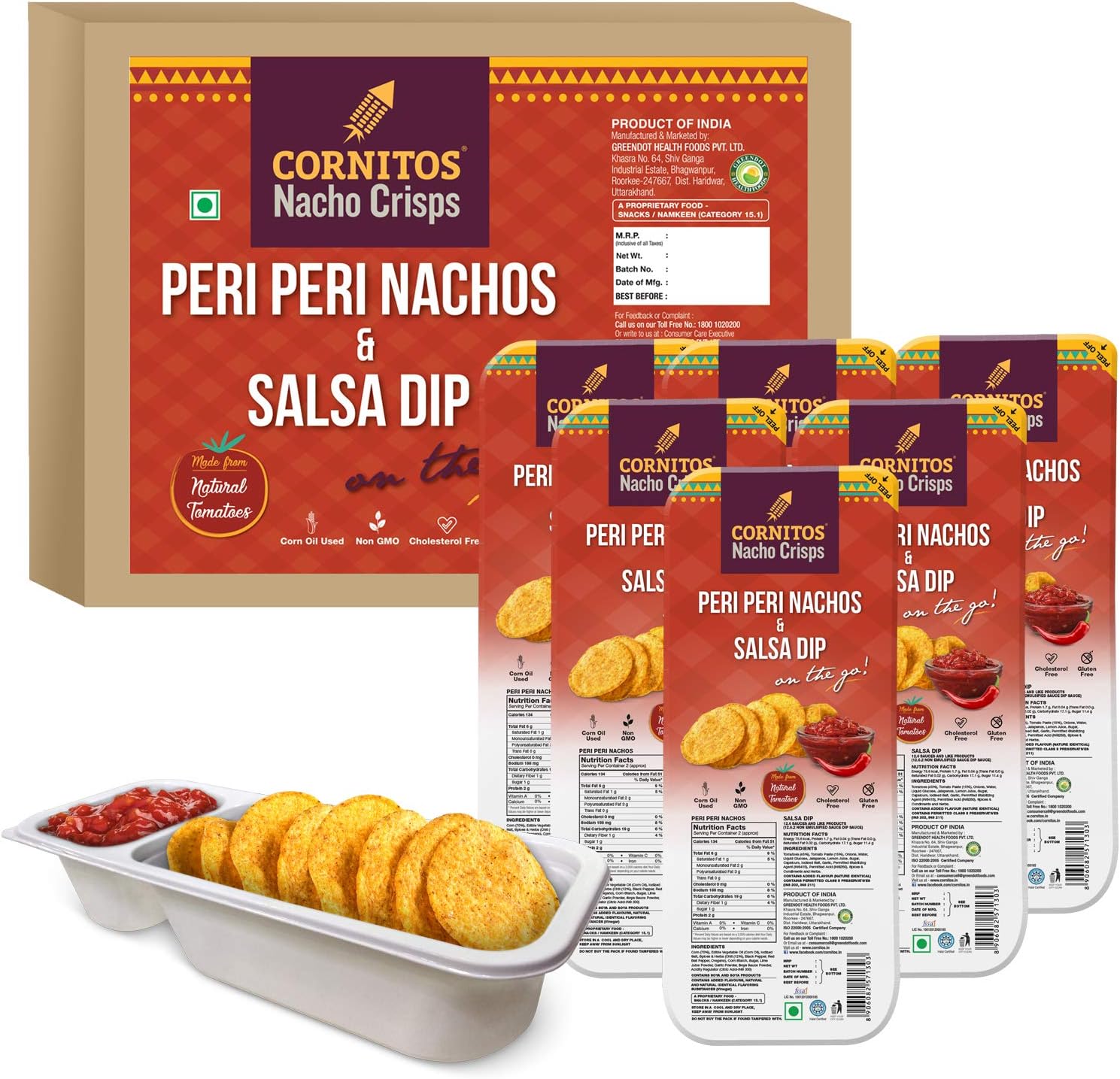 Cornitos Peri Nachos and Salsa Dip Tray 70g, Pack of 6, x 70 g