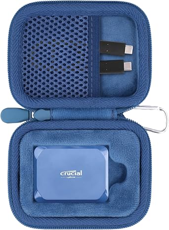 Aenllosi للحافظة الصلبة المحمولة SSD X10/X9/X9 Pro/X10 Pro 1TB/2TB/4TB/8TB،محرك أقراص الحالة الصلبة الخارجي USB 3.2 ومنظم كابل USB، حافظة زرقاء فقط