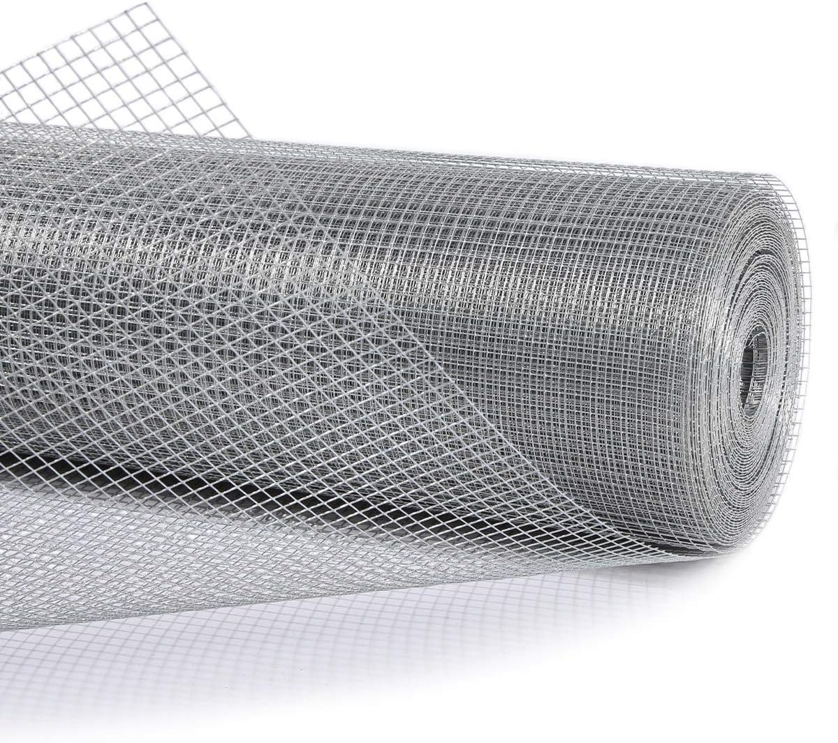 Nueve Deer Hardware Cloth 1/4 inch 48 x 100 Ft 23 Gauge - Hot-Dip Galvanized After Welding - Chicken Wire Fencing Gopher Wire Mesh Roll Garden Fence Catio Mesh Wire Fence Snake Fence