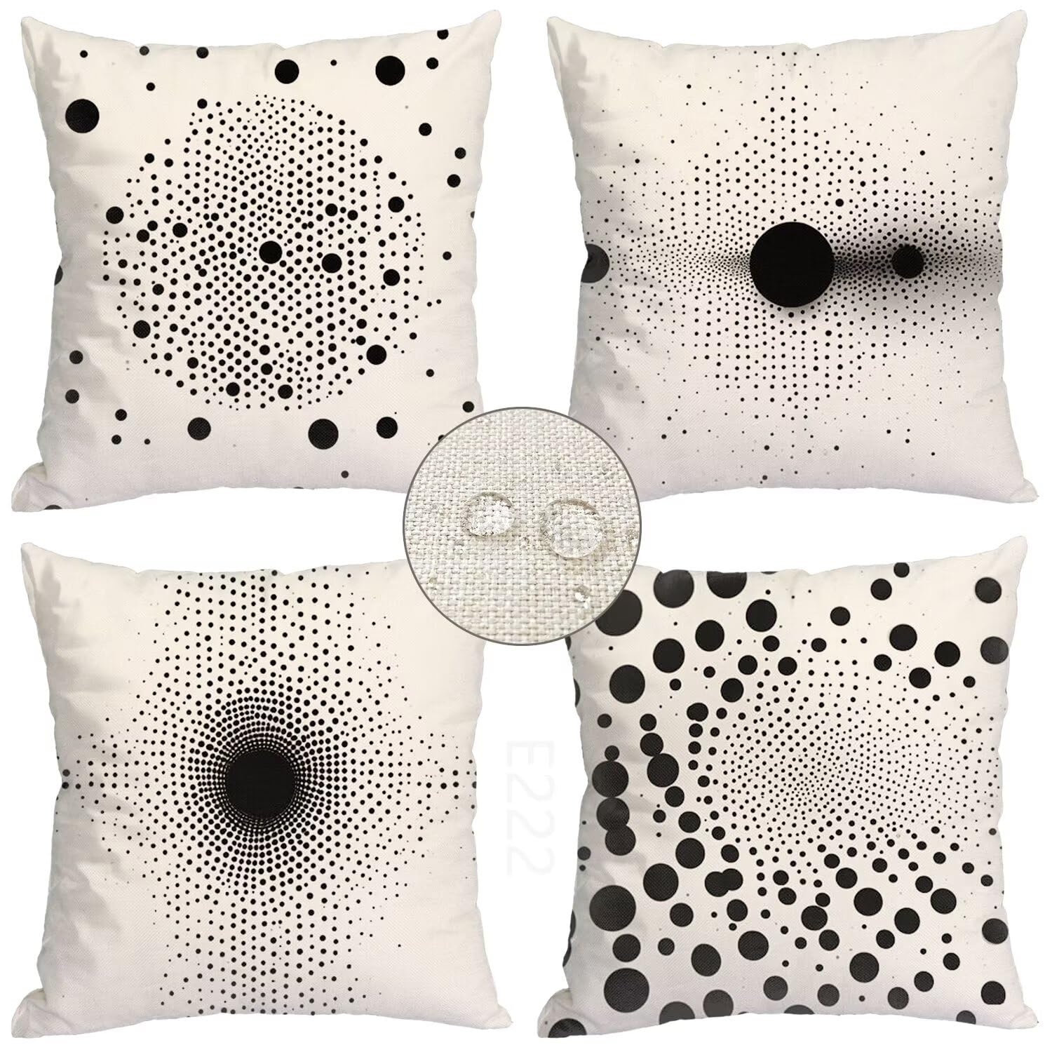 Set di 4 Cuscini per Divano in Lino,Quadrato Doppio Lato Crema Federe Cuscini Divano,45x45cm Esterno Impermeabile Cuscino,per Moderno Patio Esterno Giardino Soggiorno Decorazioni (Semplice) LY-222