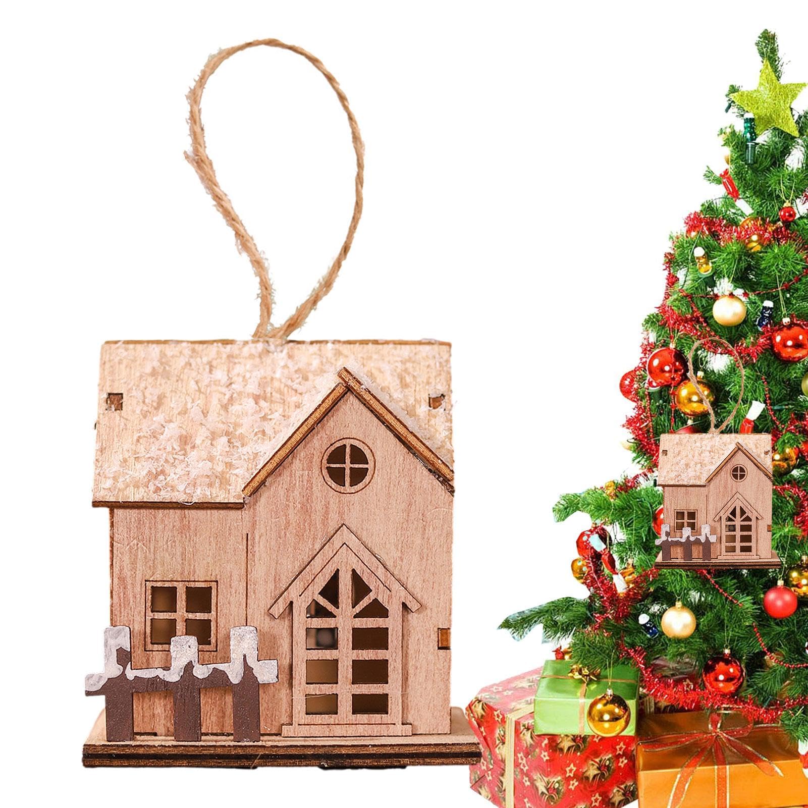 Amazon｜木製クリスマスドールハウスオーナメント - 夜光スモール木製 