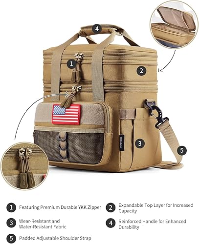 Vista 10 de JOYHILL - Lonchera táctica para hombres, con aislamiento térmico y bolsa extraíble para botellas, hielera duradera, moderna, grande, a prueba