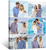 WayToLight Custom Photo Collage Canvas Print Wall Art - Personalized 6-Photo Pictures for Valentine's Gifts & Home Decor