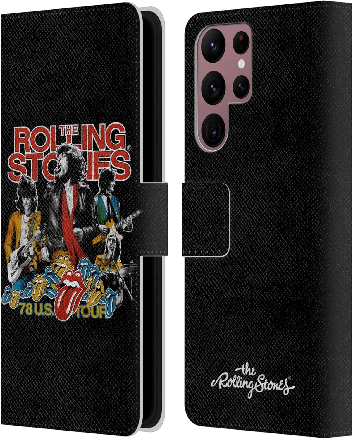 Head Case Designs Officially Licensed The Rolling Stones 78 Us Tour Vintage Key Art Leather Wallet Case Compatible with Samsung Galaxy S22 Ultra 5G