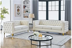 Velvet Living Room Sofa Set of 2, Comfy Loveseat and 3 Seater Couch for Sale