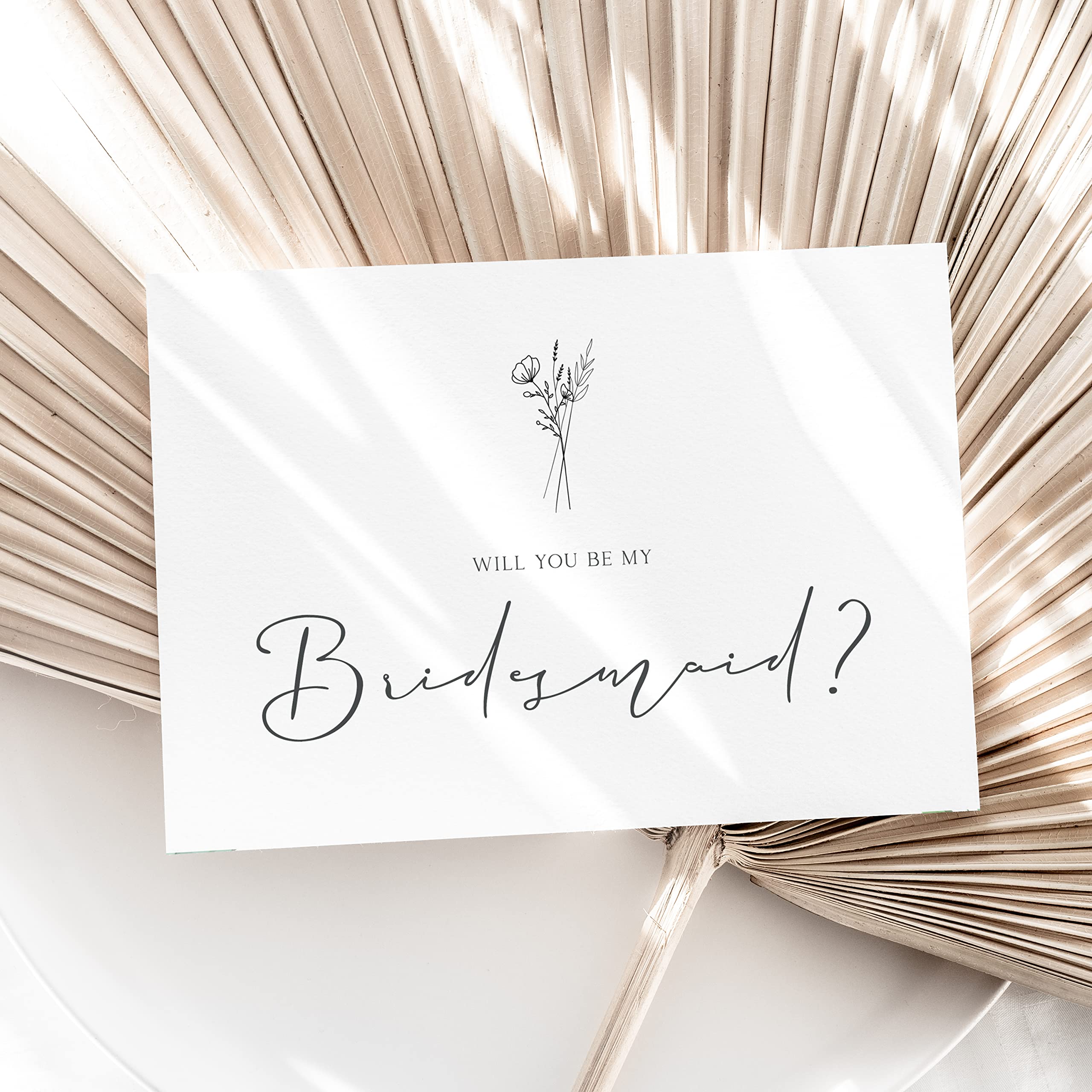 Will You Be My Bridesmaid Cards 4 Pack Of Cards With White Envelopes Minimalist Flower Line Design Blank Inside- A6 Size-Bridesmaid Proposal - Image 2