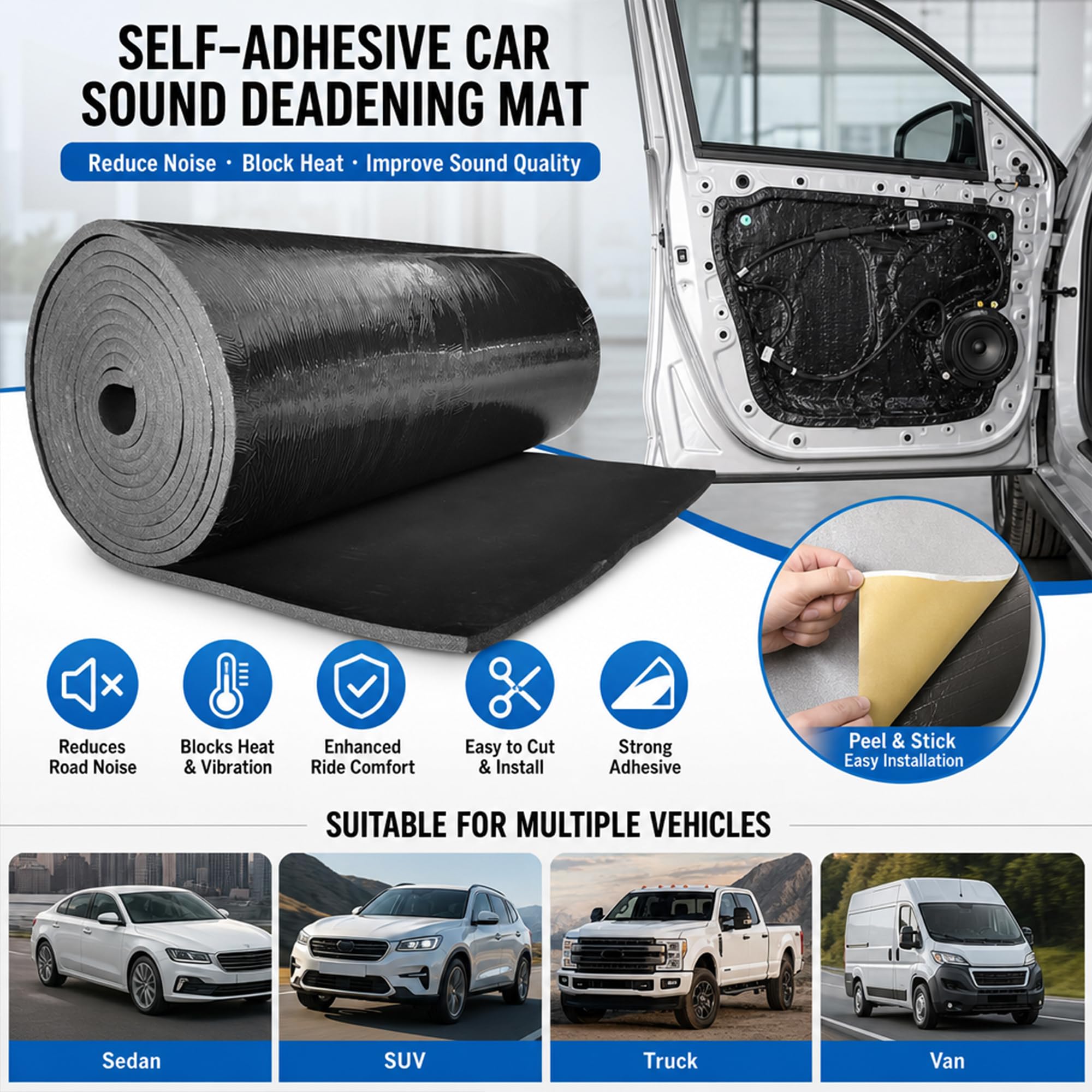 Tappetino isolante auto neoprene 20 mm 150x30 cm autoadesivo impermeabile