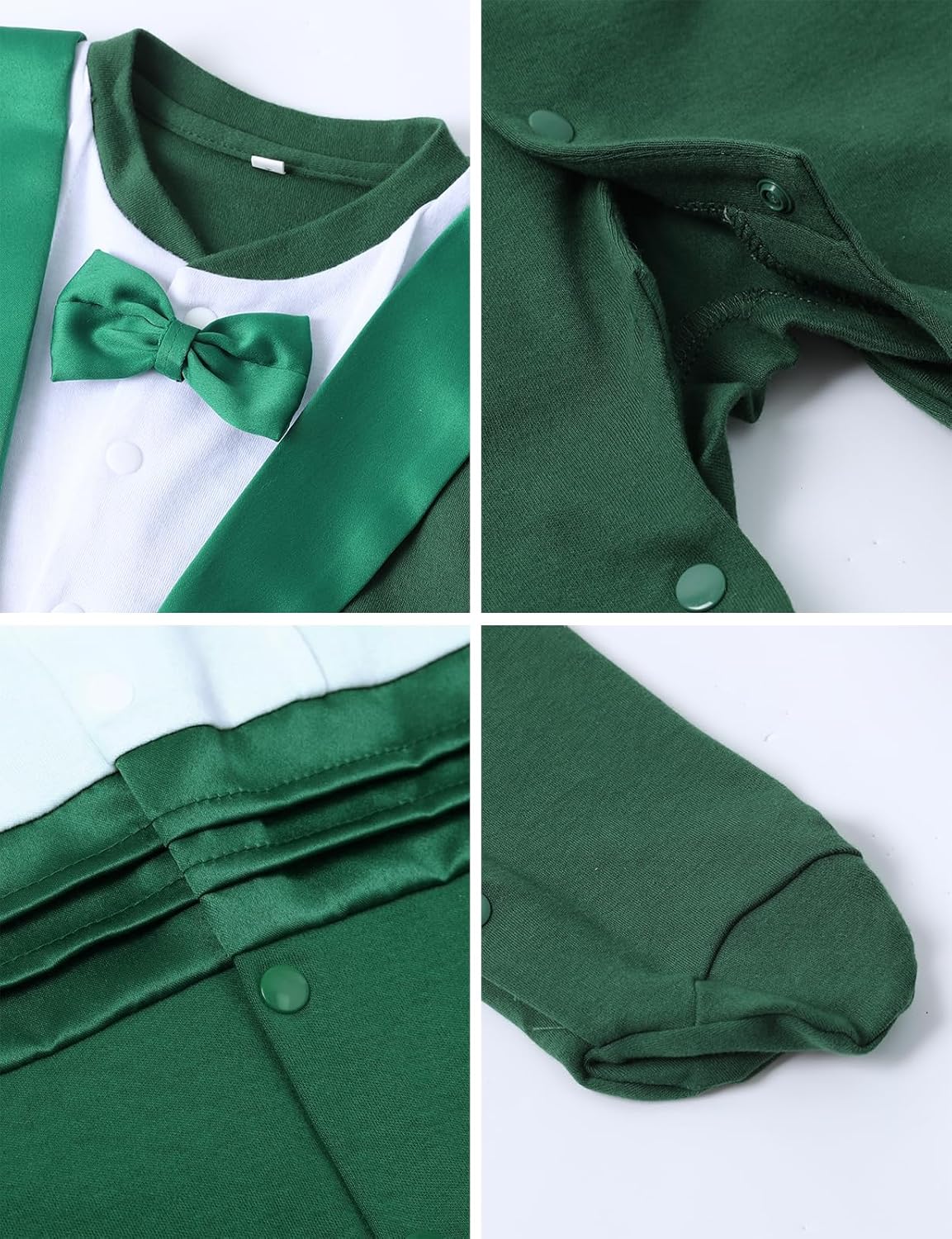 A&J DESIGN Baby Boy Tuxedo Gentleman Footie One-piece Romper with Bow Tie - Image 5