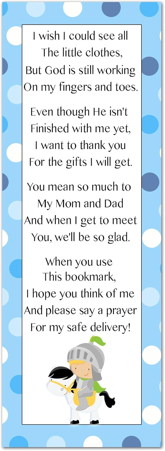 50 Personalized Bookmarks Baby Boy Shower Party Favor Gift Ideas Knight Prince Blue