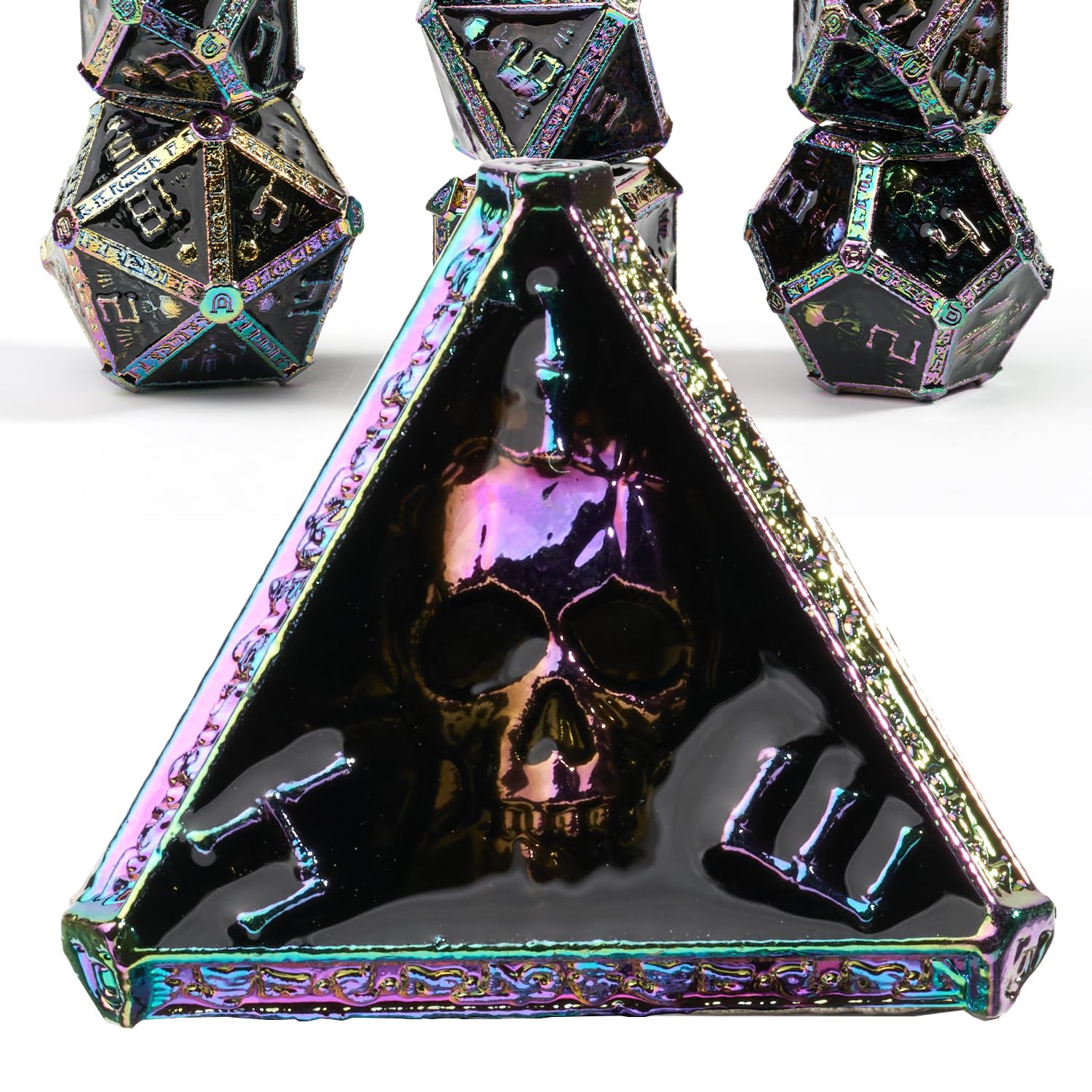 willmove Mystery Ghost Skull Metal Dice Set for Dungeons and Dragons Cthulhu DCC Unique Magic TRPG Role Playing Game Accessories DND Gifts - Purple Vemon Iridescence — image 1