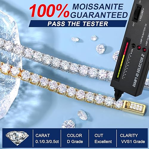Miniatura 3 de TUHE Moissanite Tennis Bracelet 5.0-21.0CT 18K Gold Plated 925 Sterling Silver Bracelets 345MM D Color VVS1 Round Lab Created Moissanite Bracelet