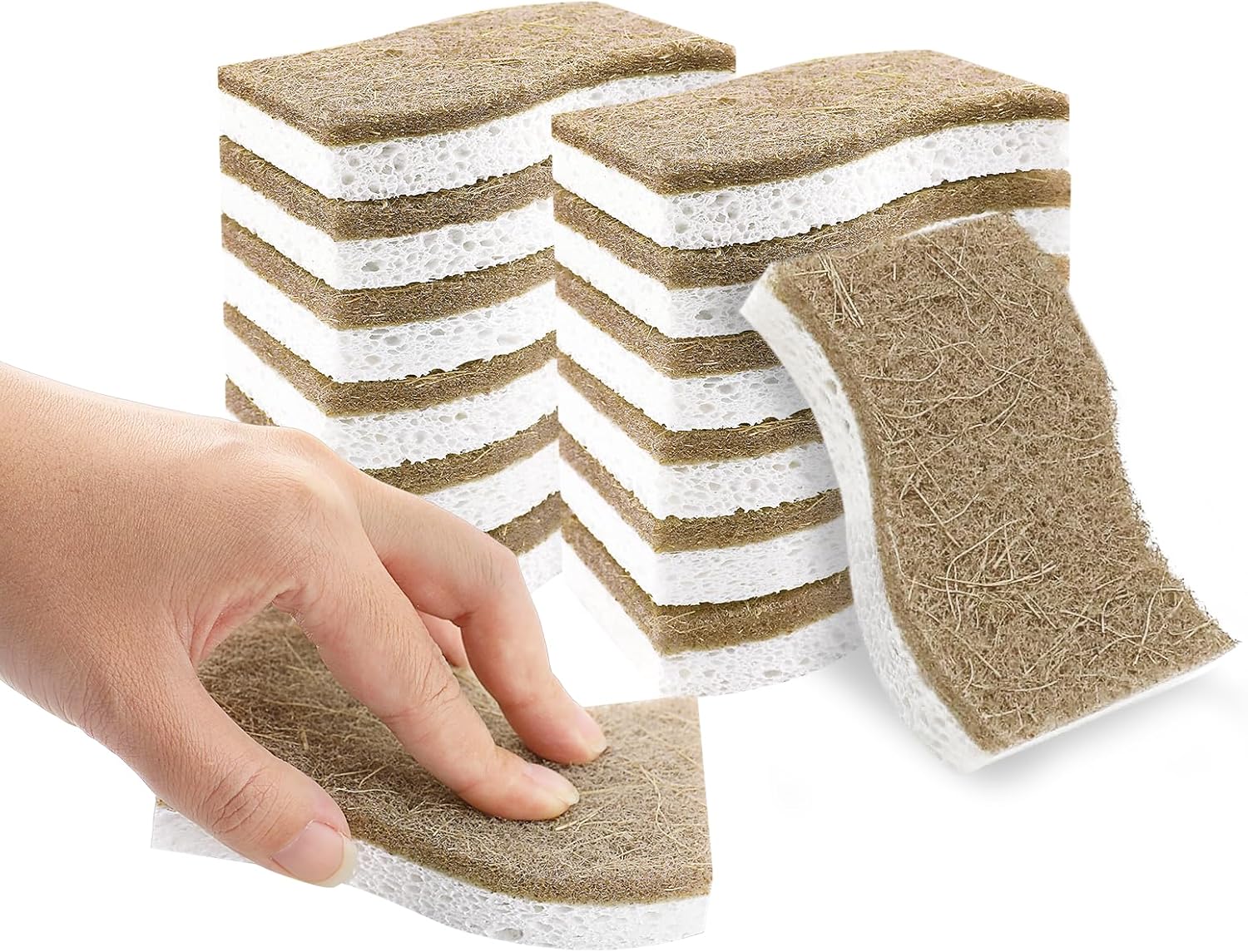 SetSail Natural Kitchen Sponges, 12 Pack Biodegradable Dish Sponges