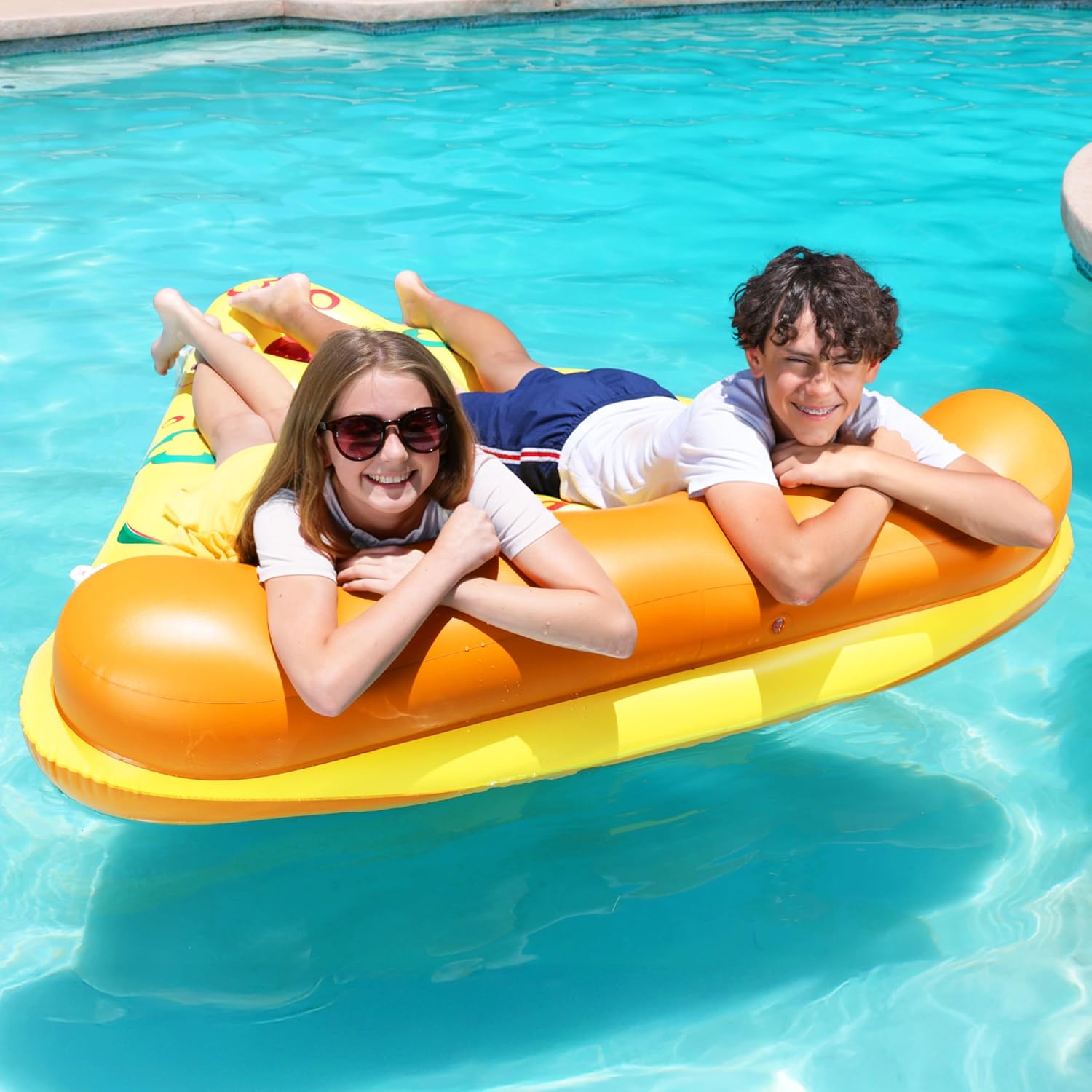 JOYIN Giant Inflatable Pizza Slice Pool Float, Fun Pool Floaties, Swim Party Toy, Summer Pool Raft (1 Pack), Extra Large with Cup Holders
