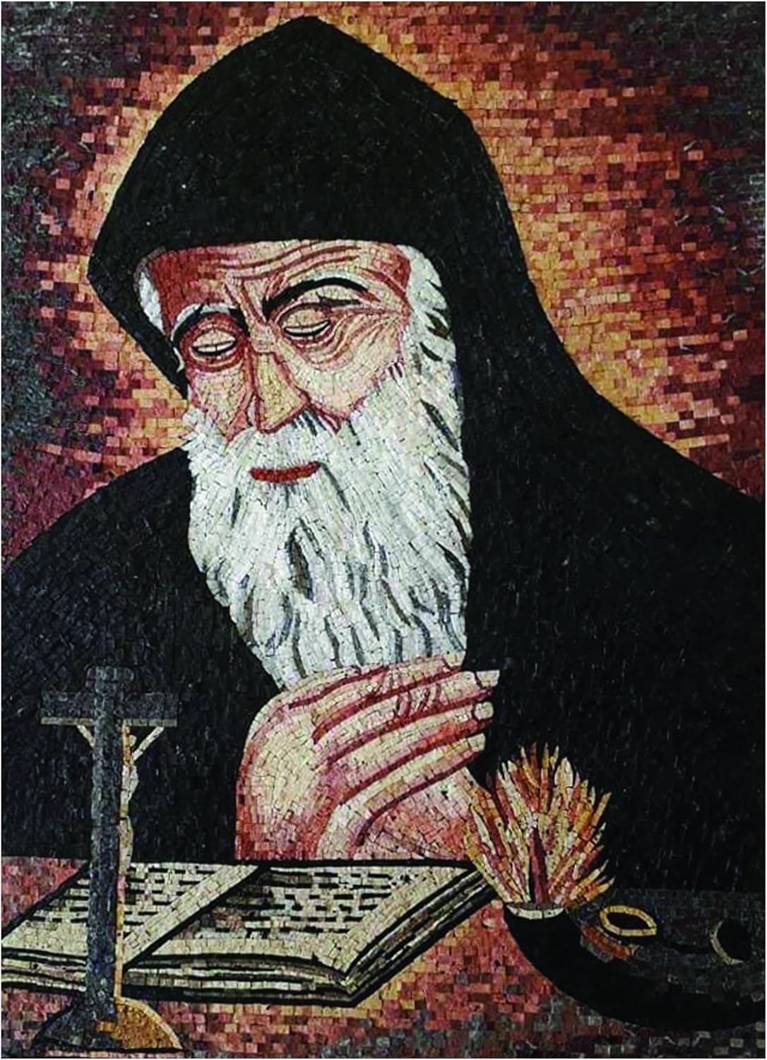 Saint Charbel Mosaic Mural Artwork | Amazing Mosaics Artwork | Mosaics Designs By Mosaic Lab | Handcrafted Marbles | This Masterpiece Is Great As Wall Art | Perfect For Any Office, Living Room.