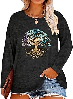 Plus Size Womens Long Sleeve Tops Winter Warm Graphic Tees Cute Casual Blouses and Comfort T Shirts