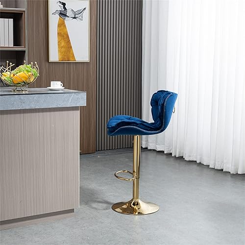 Miniatura 2 de SZLIZCCC Taburete de bar giratorio moderno de altura de pub, silla de comedor alta con asiento de terciopelo, respaldo, taburete hidráulico sin