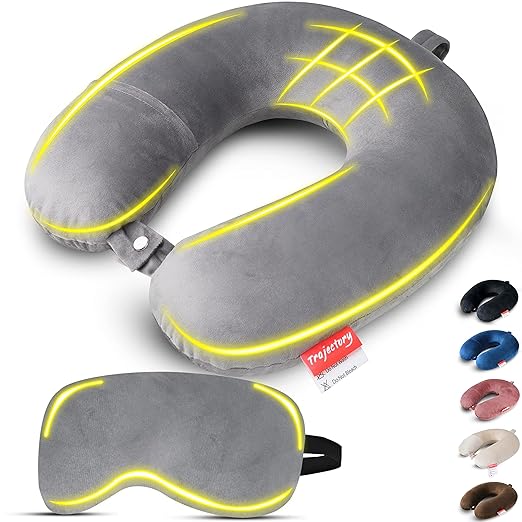 Trajectory Supercomfy Neck Pillow Rest Cushion for Travel in Flight car Train Airplane with 2 Years Warranty for Sleeping for Men and Women (Grey) at Rs. 349