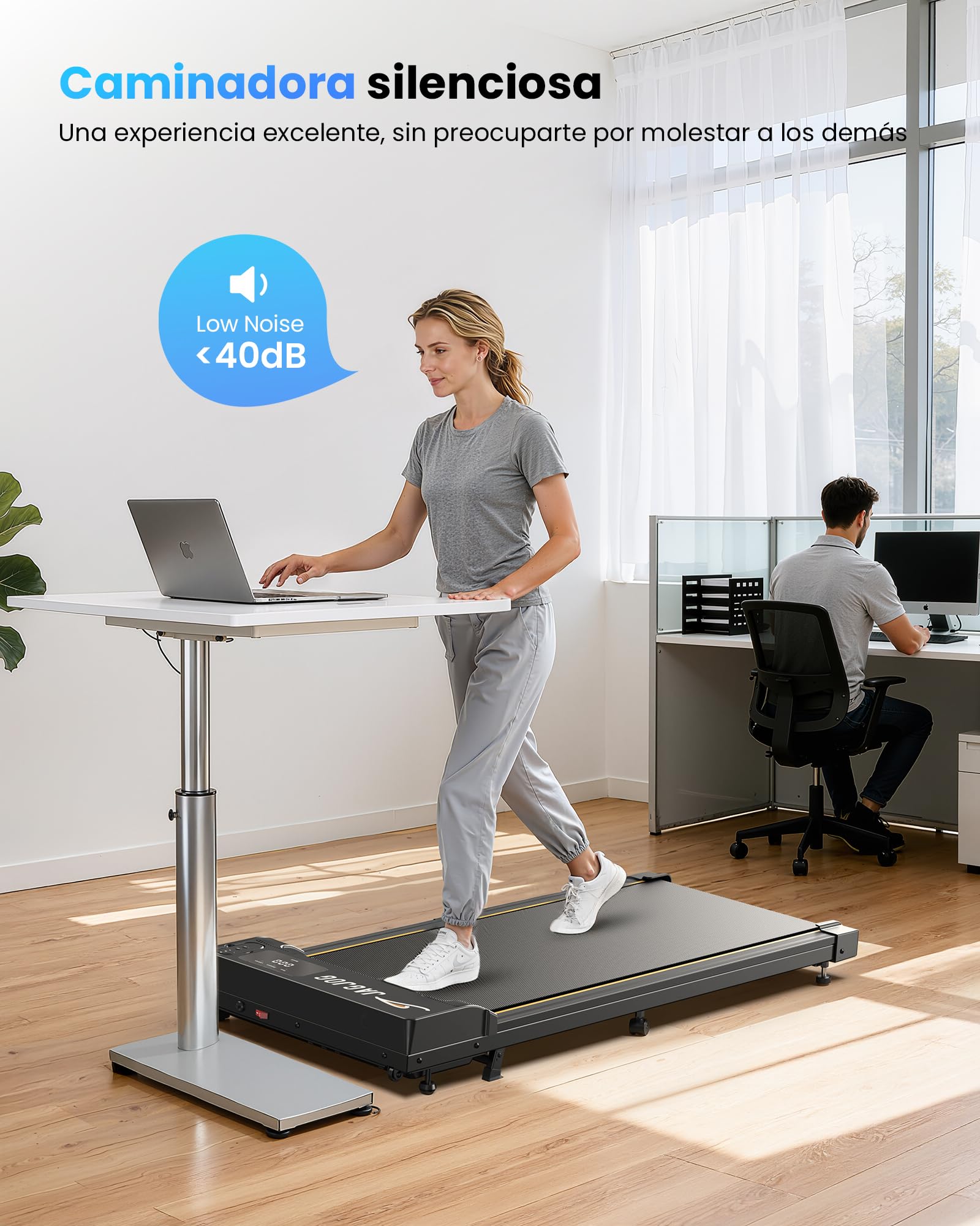 Cinta De Correr Inclinada Para El Hogar Y La Oficina, Caminadora Con Inclinación, Cintas De Correr Debajo Del Escritorio Con 2.5 HP Silenciosa, Sin Escobillas, Capacidad De 265 Libras