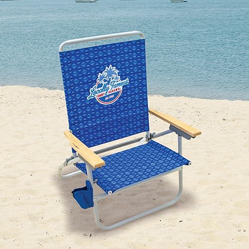 Miniatura 2 de Tommy Bahama Silla de playa plegable Easy Out de 4 posiciones, paquete de 2, color azul