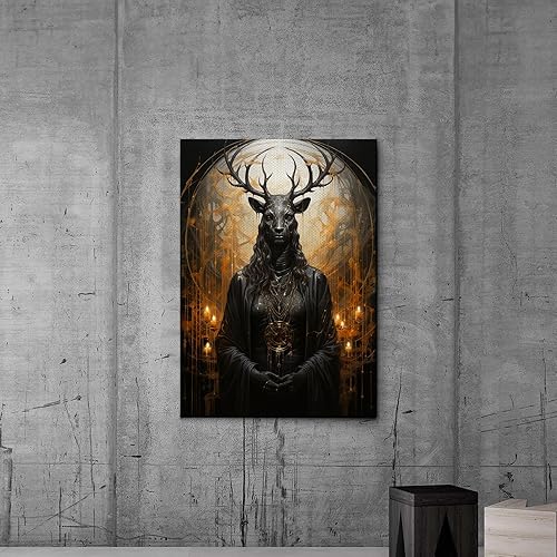 Sunset Beautiful Deer Nature Landscape Canvas Art Print Posters Wild Animal Painting Pictures Modern Home Office Wall Decor Prints