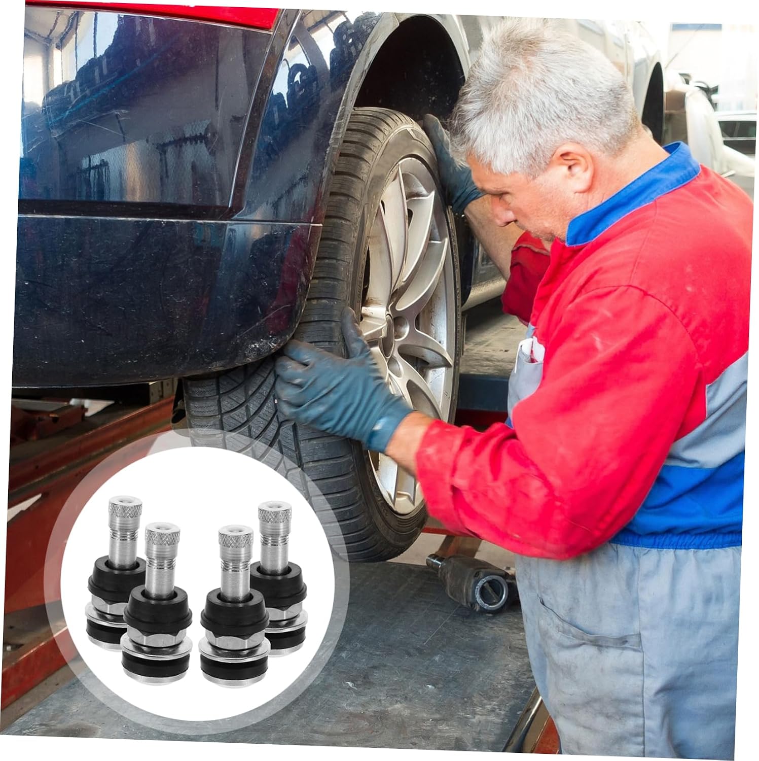 MAGICLULU Replacement Tire Valve Stems for Car 4pcs Tubeless Valve Stems Caps Leakproof Design