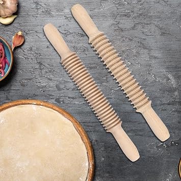 2Pcs Wooden Paste Cutter - Easy Use Wooden Rolling Pin for Pasta