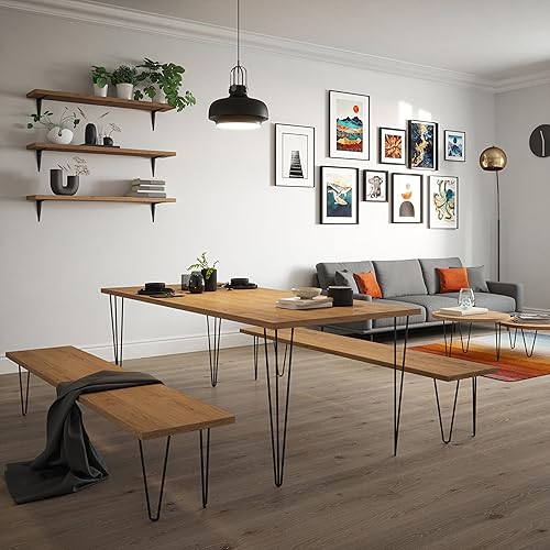 Miniatura 2 de ROTHLEY Patas de mesa de horquilla de 28 pulgadas, 3 varillas sólidas de metal para mesa, juego de 4 patas de escritorio resistentes con protectores