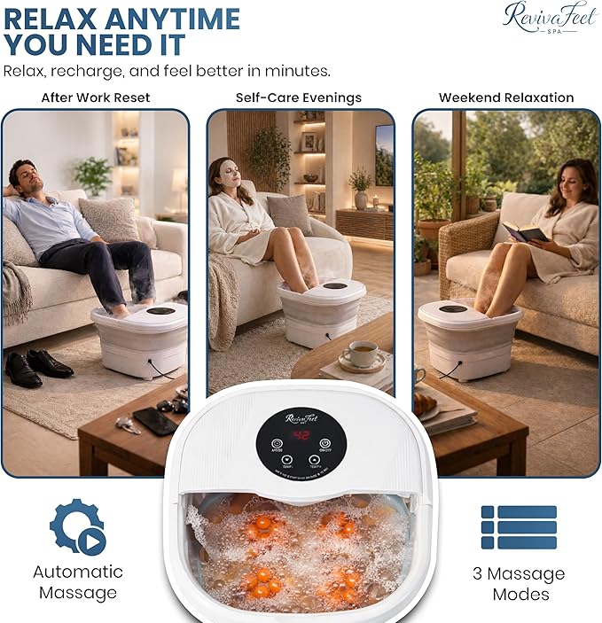Spa de Pies Plegable con Masaje Eléctrico Rotatorio, Baño Caliente con Burbujas miniatura 5