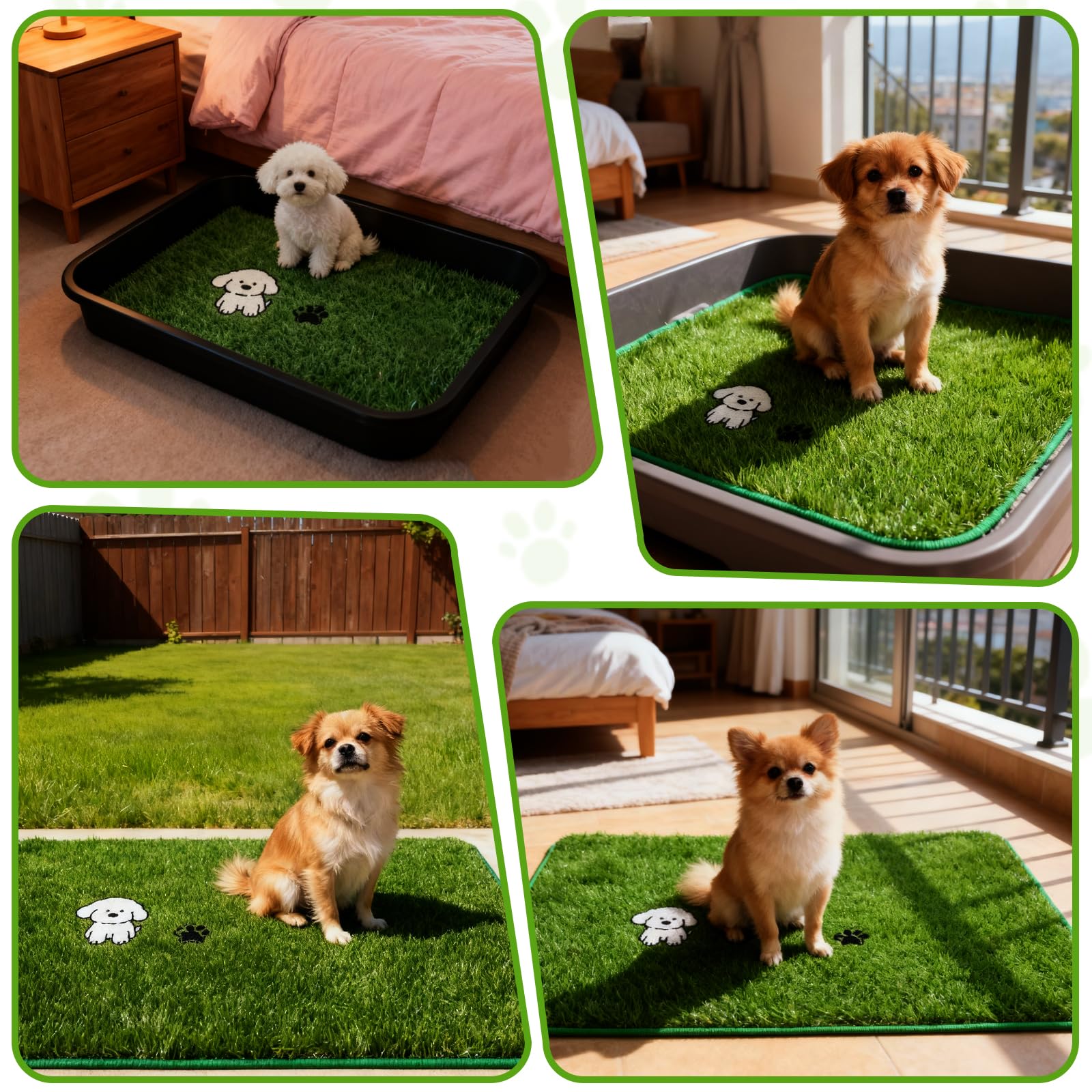 Tapis d'herbe Artificielle pour Chiots, Toilettes pour Chiens, Dressage des Chiots, pour l'intérieur et l'extérieur,46x36cm