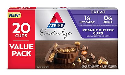 Atkins Endulge Treat - Copas de mantequilla de cacahuete Rica copa con sabor a chocolate con leche y mantequilla de cacahuete cremosa Keto-amigable