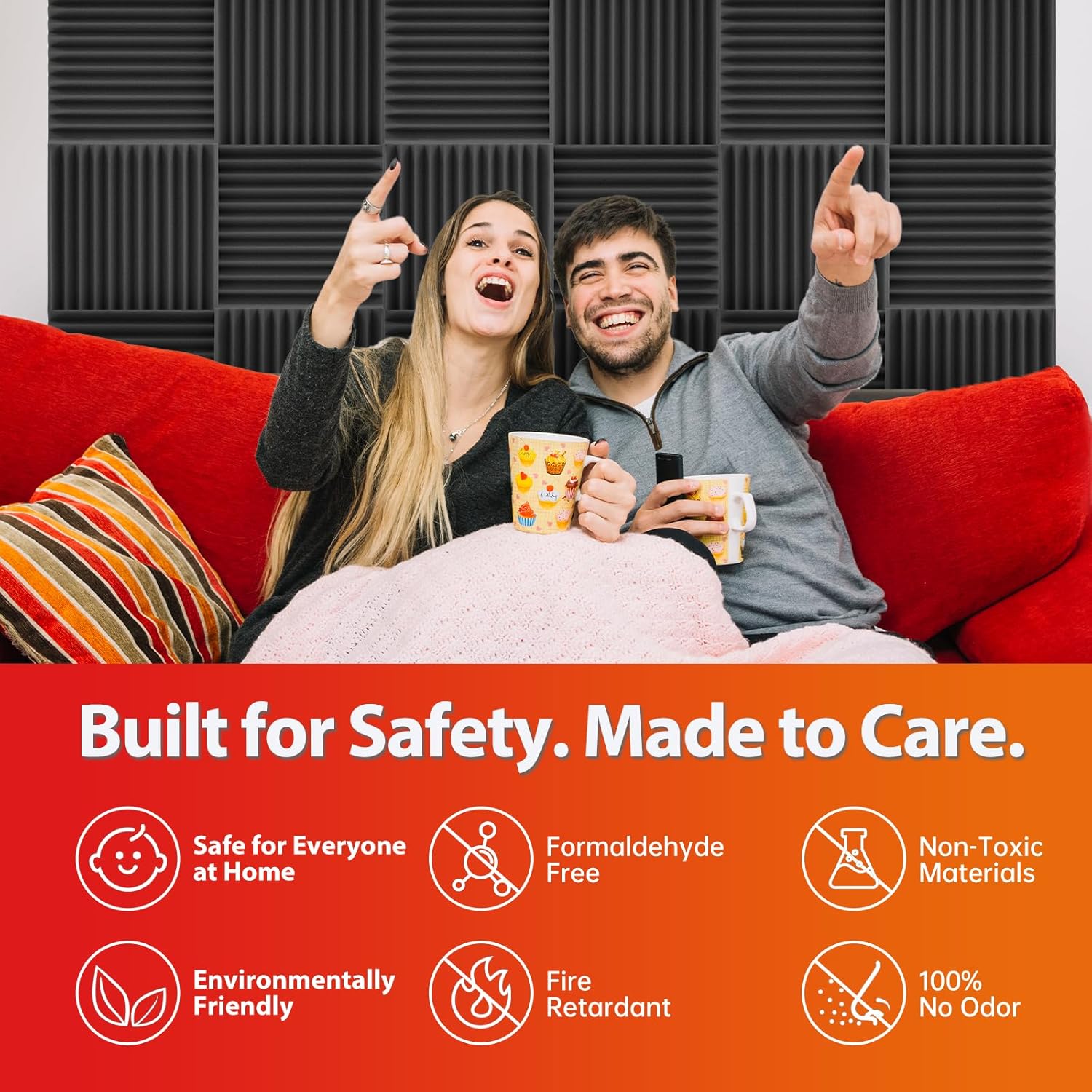 12 Pack Acoustic Panels – Sound Proof Foam Panels for Wall 12"x12"x1", Flame Retardant Wedge Acoustic Foam, High-Density Sound Absorbing Panels for Home Studio(Black, 1" Thick 12 Pack)