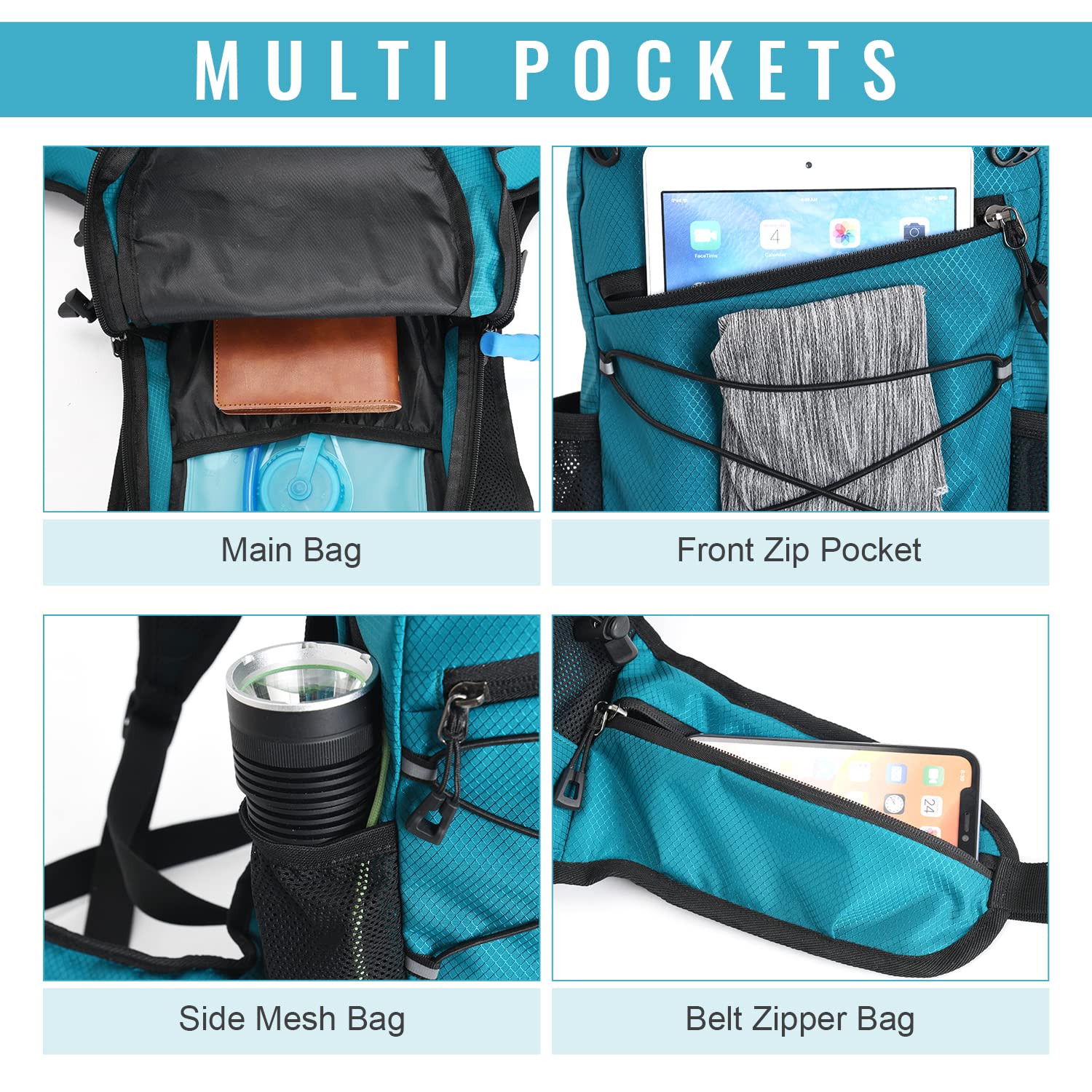 Ligero Mochila de Ciclismo Impermeable Múltiples Bolsillos Respirable Correr Bicicleta Mochila Hombres Mujeres Senderismo De Viaje Mochila