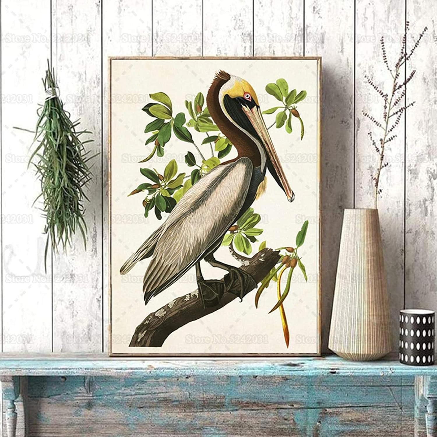 Amazon 壁画50x70cmフレームレスカッショクペリカンレトロスタイルポスターと版画壁アート画像ジークレー家の装飾アートプリント ウォールステッカー オンライン通販