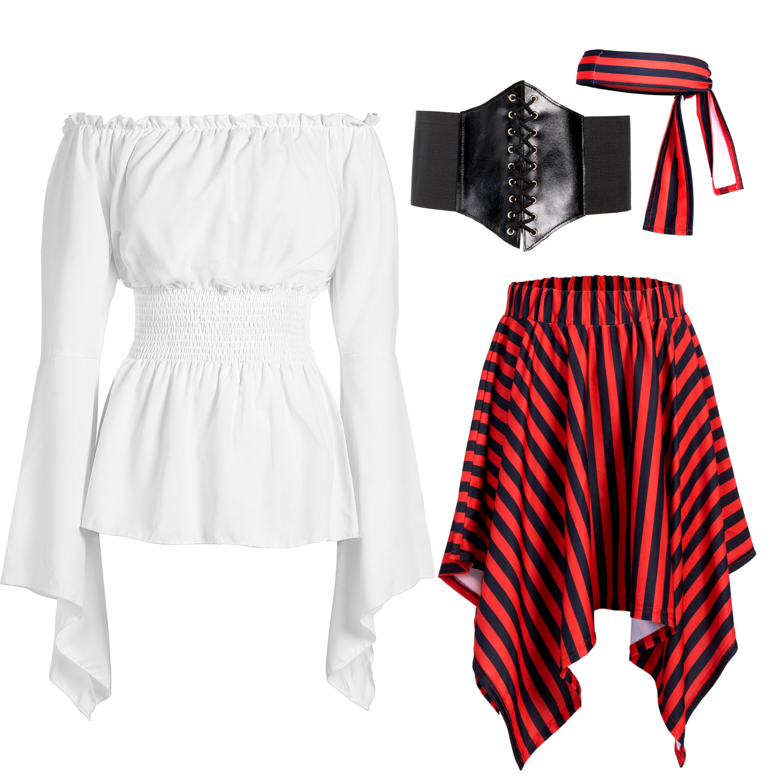 Piraat Kostuum Dames Spooktacular Creations Griezelige Renaissance-kostuum  Voor Dames, Beige, Middeleeuwse Chemise-jurk, Ierse Onderjurk,  Boerderijjurk, Piratenjurk, Cosplay Kostuum ( Groot Piraten Kostuum, image size:2560x2560