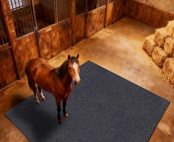 Under Horse/Stable Mats,8 x 10 FT Horse shed floor matBacking prevents liquid penetration,Duty Stall Mats for Floor Surface,Soft Material, Non-slip Backing,Washable,Keeps Stable Floors Clean