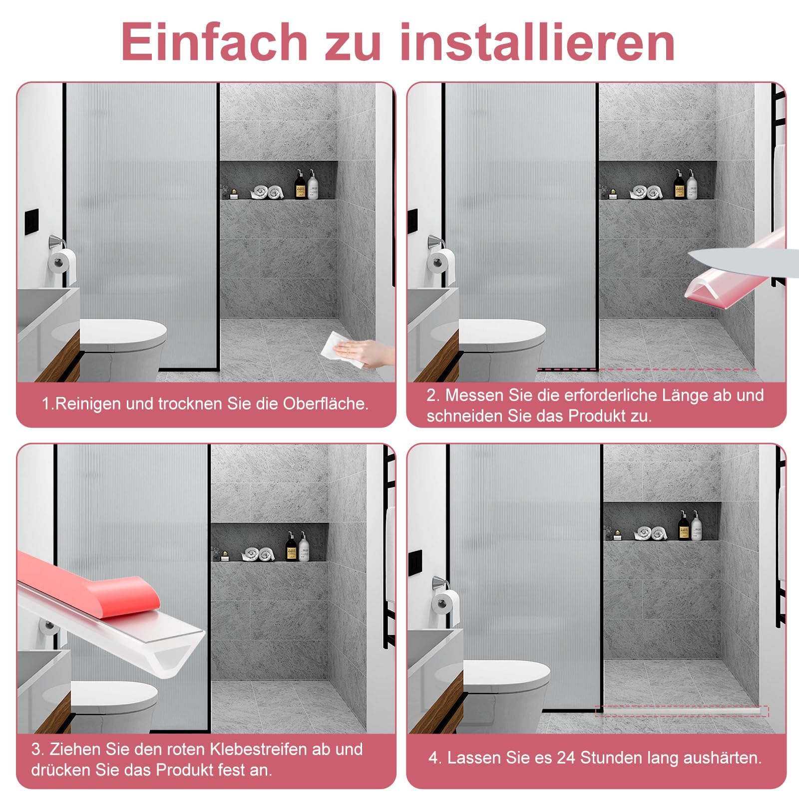 Barra Protettiva per Doccia, in Silicone, per Doccia, Bagno e Cucina (2 m)