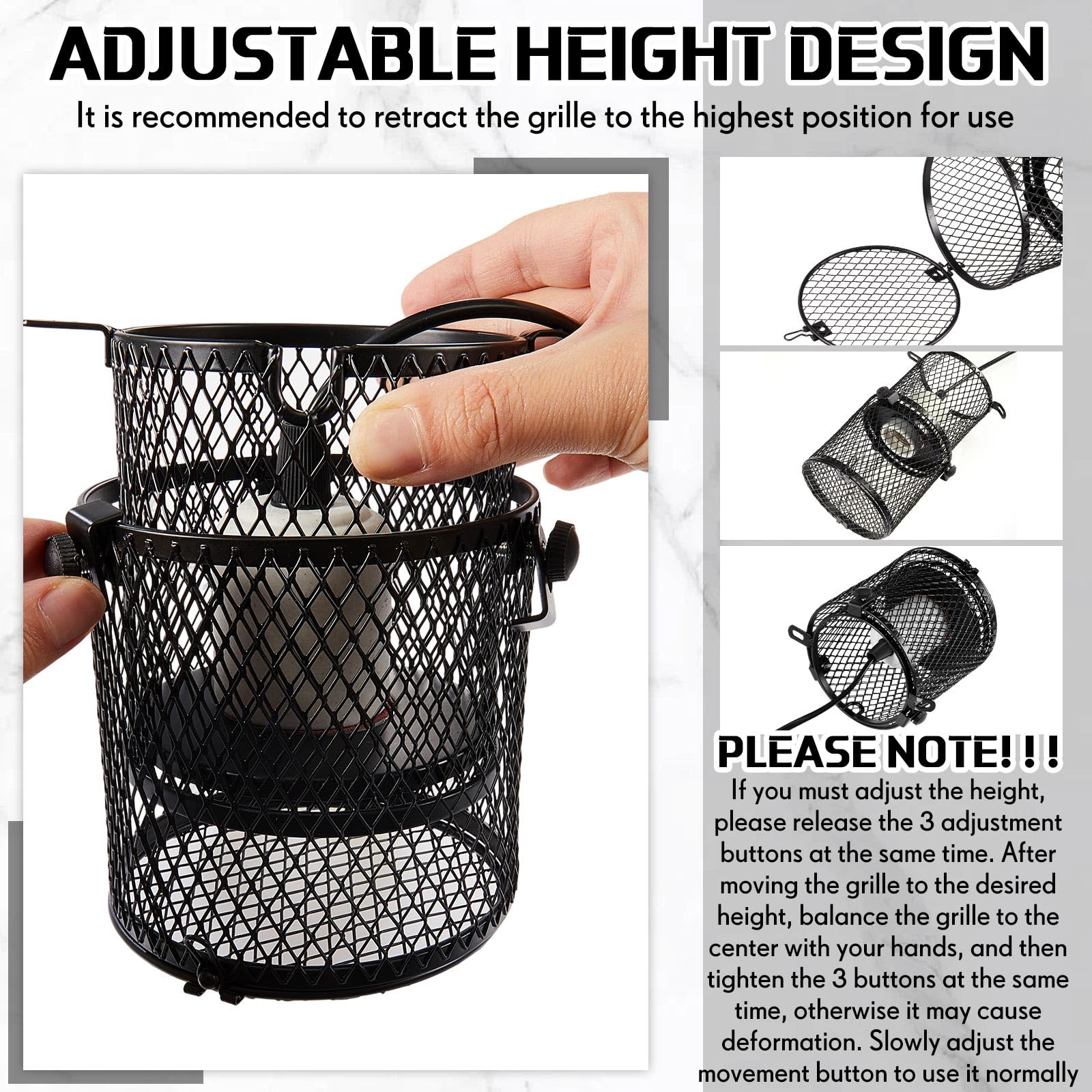 VIHOSE 2 soportes retráctiles para lámpara de calor de reptiles, pantalla antiquemaduras, emisor de calor de cerámica, pantalla de lámpara de calefacción con interruptor para mascotas, anfibios