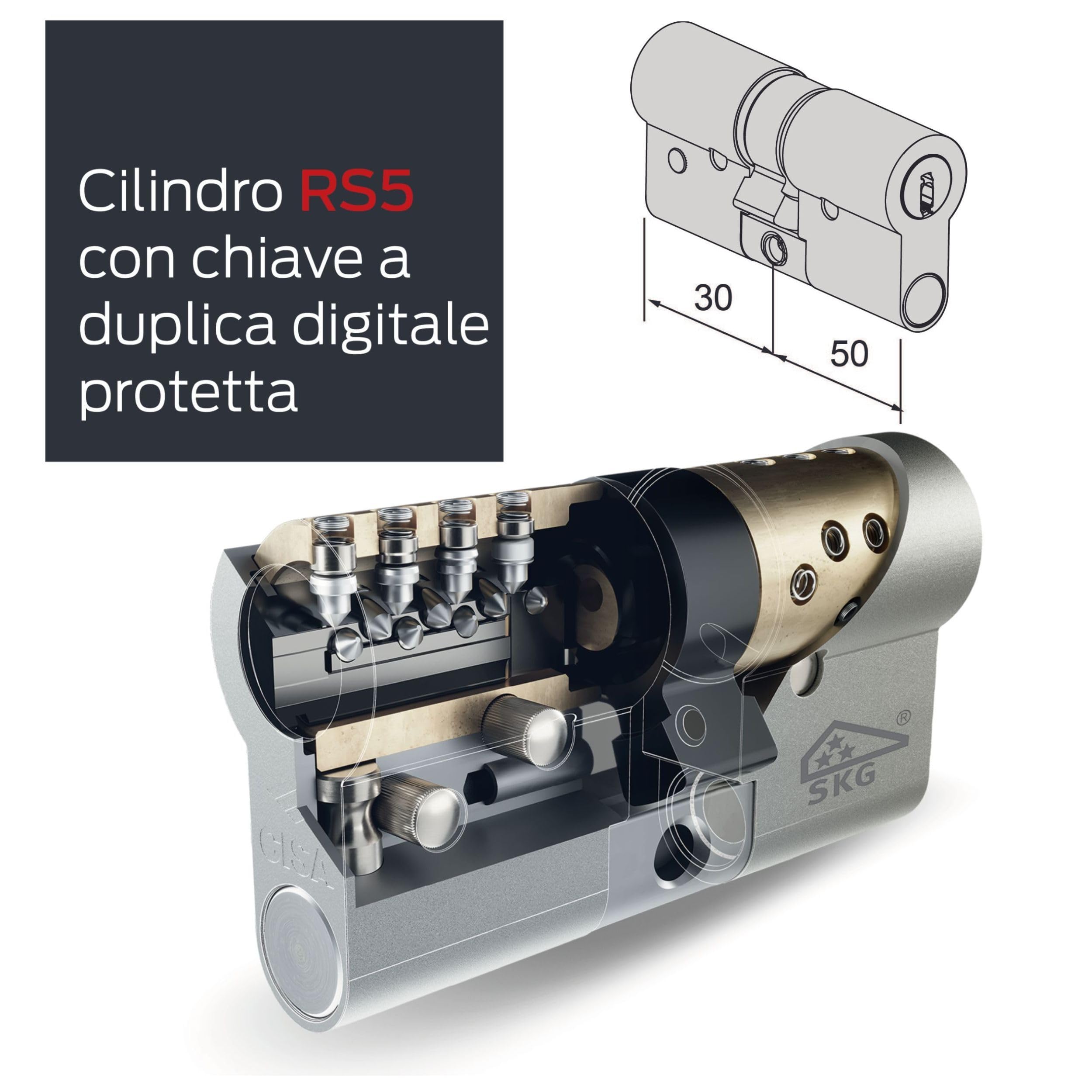Cylindre De Verrouillage CISA Eurolock 65 Mm - Brossé Chrome - Inutilisé (sans Boîte)