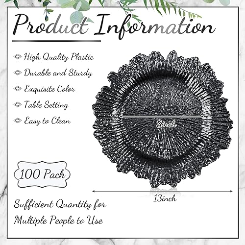 Miniatura 59 de Tanlade 50 Pcs 13 Inch Charger Plates Bulk Round Wedding Chargers Plastic Dinner Plates for Table Setting Wedding Party Decoration (Gold)