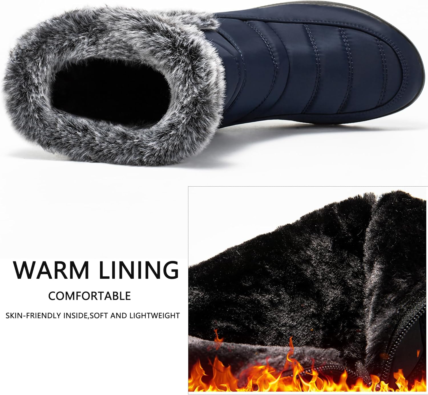 HARENCE Womens Winter Boots Comfort Snow Warm Fur Lined Outdoor Waterproof - Image 4