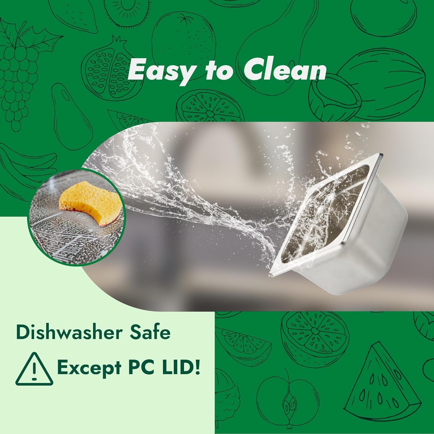 HECMAC 6 Pack Anti-Jam Hotel Pan with Clear Plain Lid, 1/6 Size 4 Inch Deep, Heavy Duty, Commercial Stainless Steel Chafing Steam Table Pan, Catering Storage Metal Food Pan, 23 Gauge - Image 6