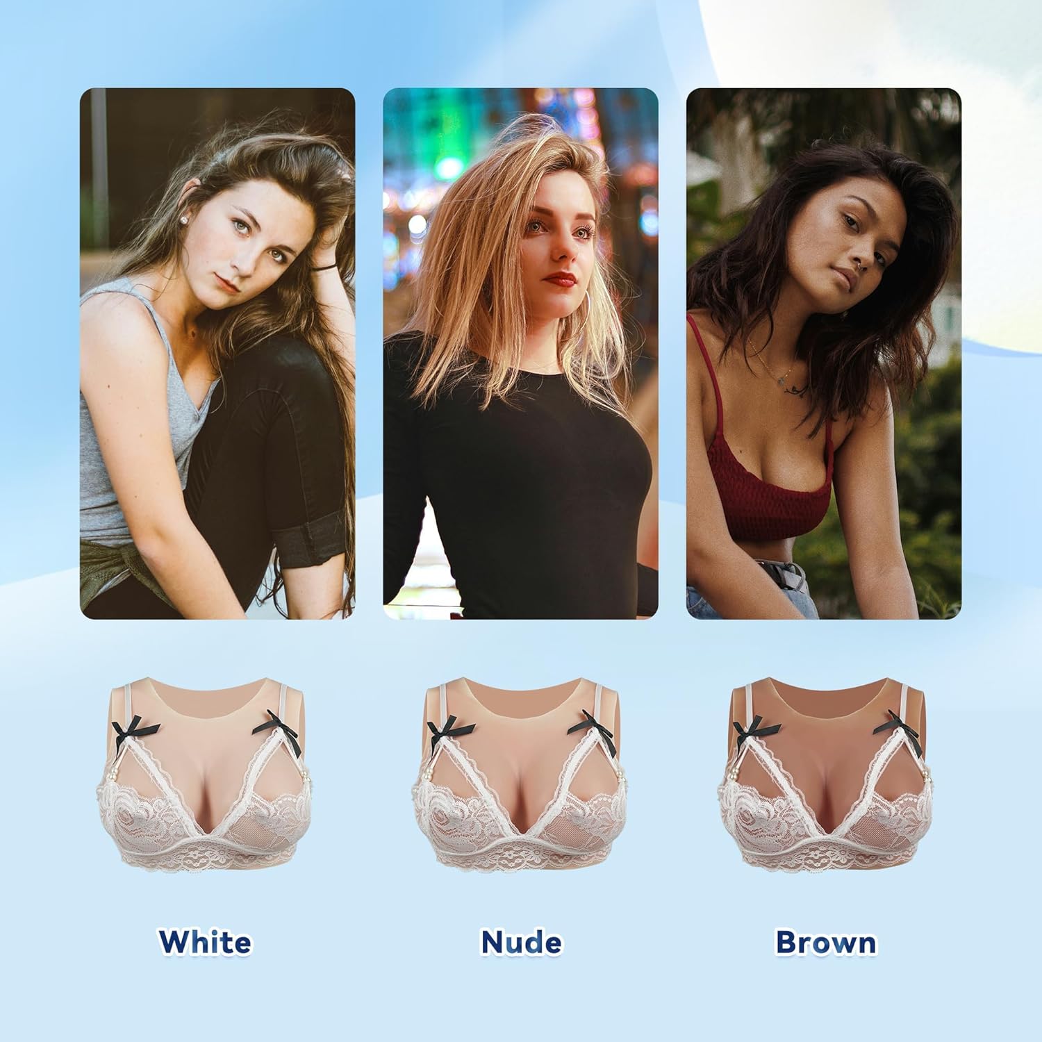 Silicone Breastplate Fake Boobs B-G Cup Round Collar Realistic Breast Forms for Crossdressers Transgender Cosplay Drag Queen