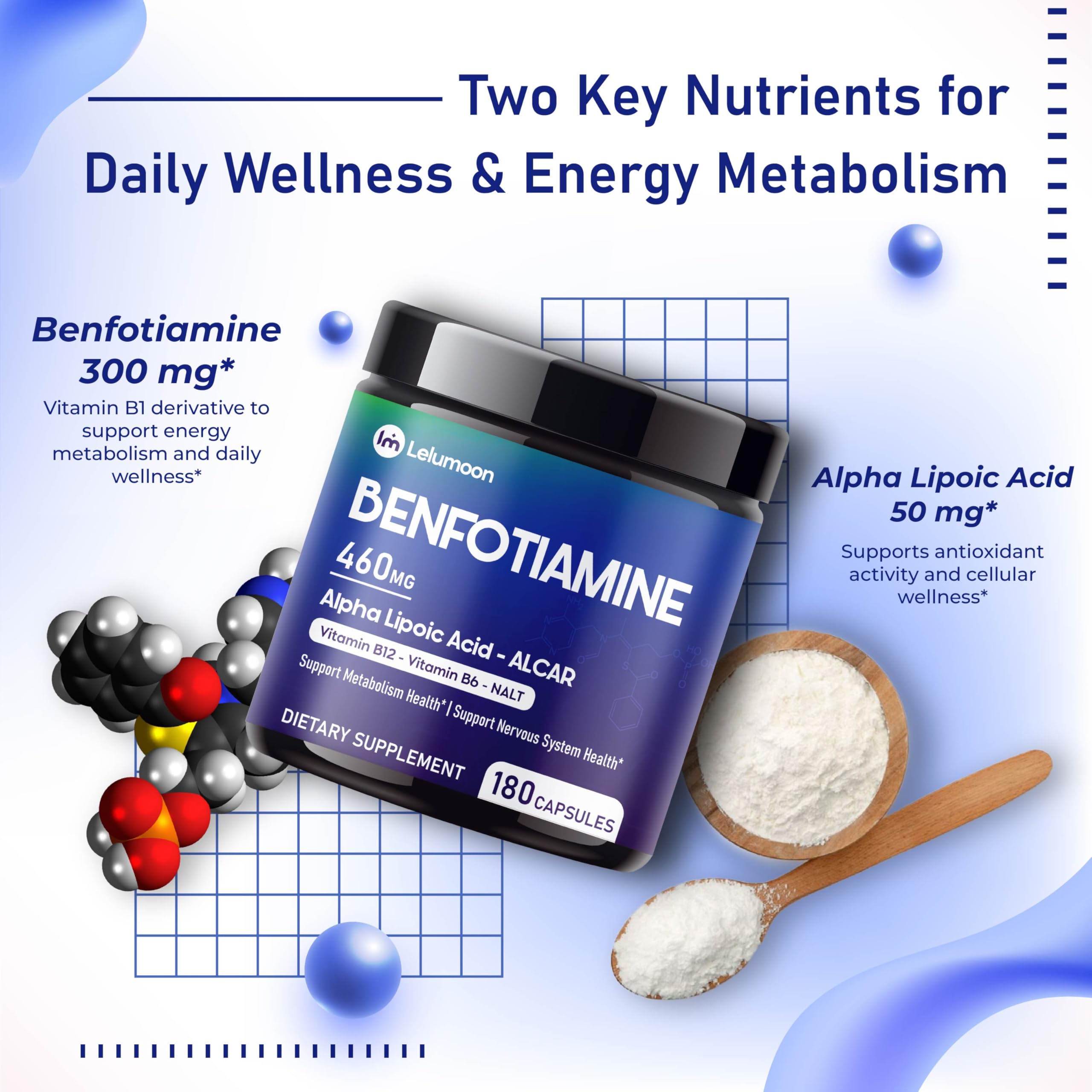 Benfotiamine Complex, 14-in-1 Formula, ALA & ALCAR, 180 Capsules — Amazon image 6