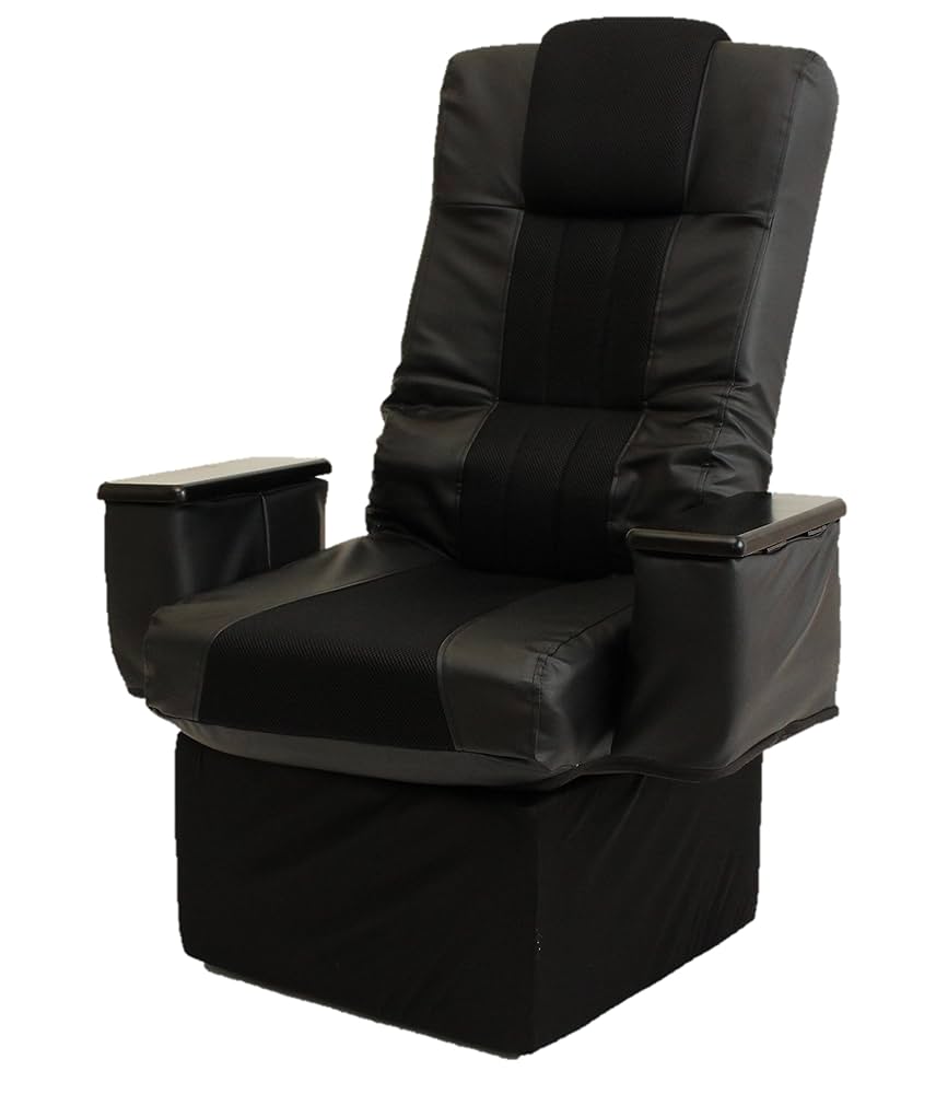 リクライニング回転座椅子 ブラック ハイ 幅58.5×奥行60～83×高さ90～ DORIS 座椅子 回転座椅子 高座椅子 回転 リクライニングチェア