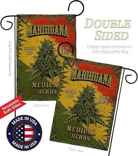 Miniatura 3 de Marihuana Burlap Garden Flag Set with Stand Novelty Trendy House Decoration Banner Small Yard Gift Double-Sided, Made in USA
