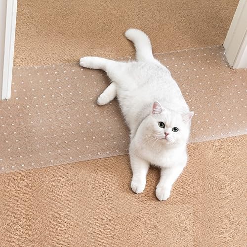 Miniatura 7 de Uross Protector de alfombra para mascotas de 3.28 pies, protector de alfombra de gato para puerta, antiarañazos de gato, protector de alfombra de